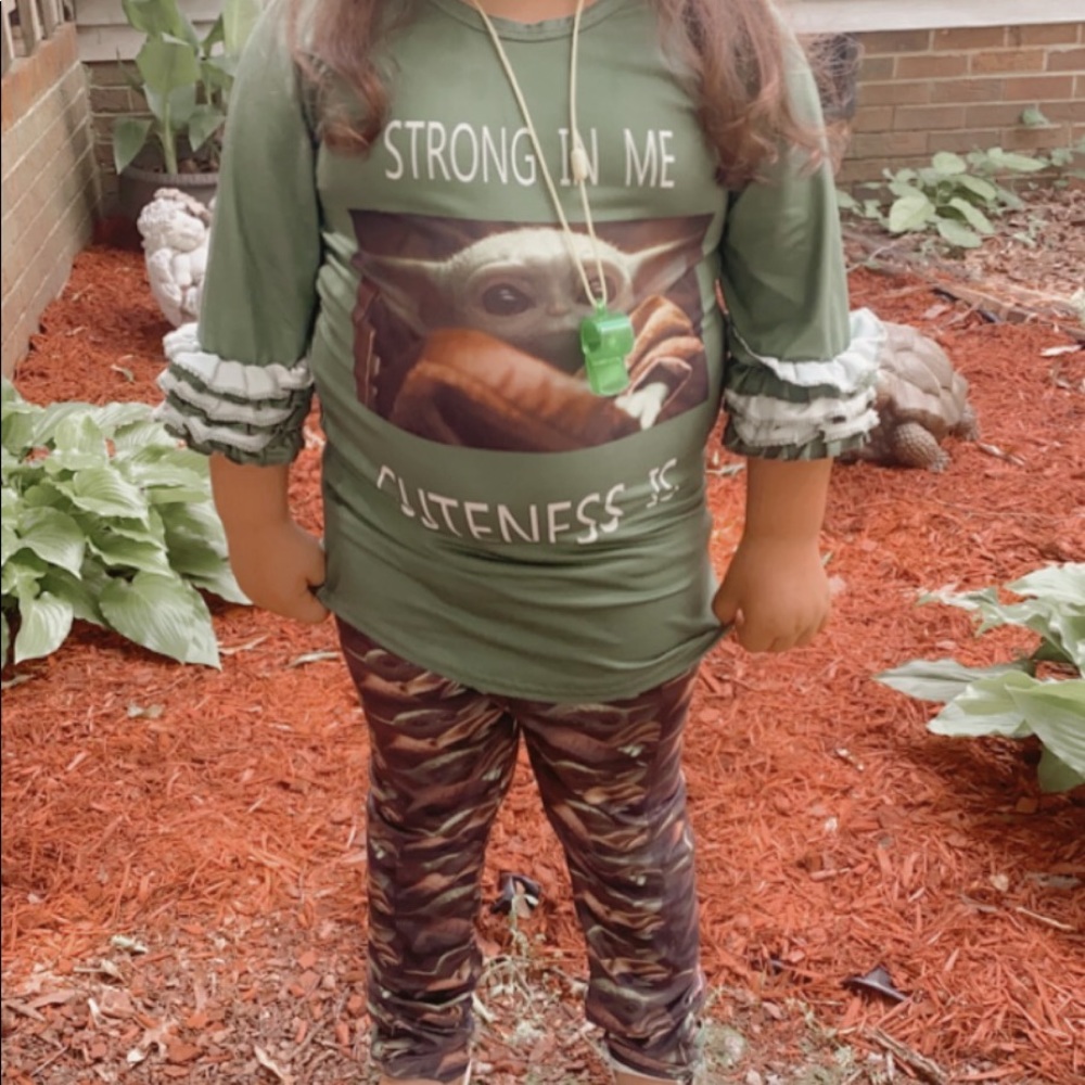 Mandalorian, baby yoda, girls outfit